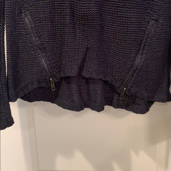 Navy Blue Quinn Hi Lo Sweater with Zippers - Picture 2 of 3